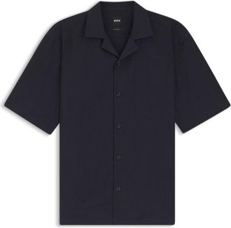 BOSS Relaxed-fit shirt in wool-blend mesh