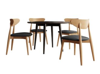 Mirjan24 Conjunto De Comedor Racine 124, Marr&oacute;n, 76x0x0cm, Di&aacute;metro: 100, N&uacute;mero De Asientos: 4, Estilo: Contemporary