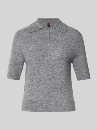 Stefanel Strickpullover aus Woll-Mix mit Polokragen und 1/2-Arm in Mittelgrau Melange, Gr&ouml;&szlig;e M