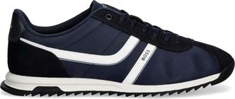 HUGO BOSS Navy Blue White Accent Suede-Blend Sneakers