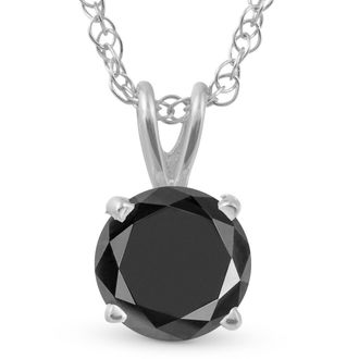 Pompeii3 3Ct Black Diamond Solitaire Pendant Necklace in 14k White or Yellow Gold