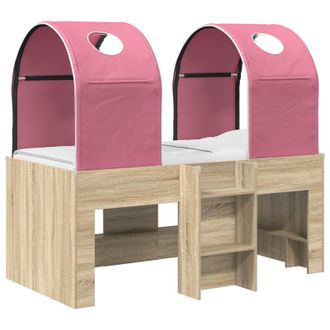 vidaXL Cama Con T&uacute;nel 3 Uds. Sonoma Y Rosa Madera De Ingenier&iacute;a Vidaxl