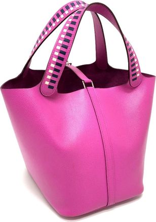 Herm&egrave;s Purple Epsom Leather Handbag Tote Bag (Pre-Owned)