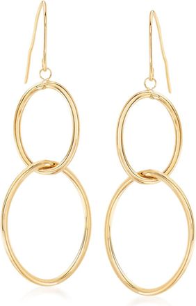 Ross-Simons Italian 14kt Yellow Gold Double-Oval Hoop Drop Earrings