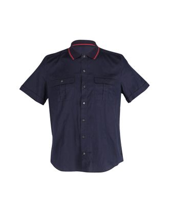 Gucci Pre-owned Mens Striped Collar Shirt in Navy Blue Cotton - Size 2XS