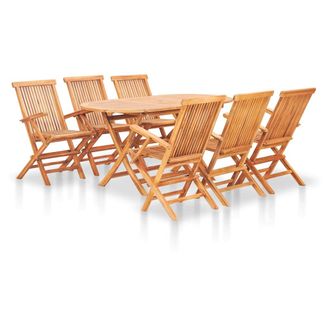 vidaXL Set Comedor De Jard&iacute;n Plegable 7 Piezas Madera Maciza De Teca Vidaxl