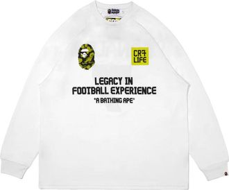 A Bathing Ape x Cristiano Ronaldo CR7 Life Multi Logo Poly Relaxed Fit Jersey White 0ZXLTM905111PWHX