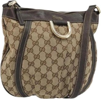 Gucci Pre-owned Cross Body Bags, female, Beige, Size: ONE SIZE Pre-owned Vintage GG Canvas Shoulder Bag