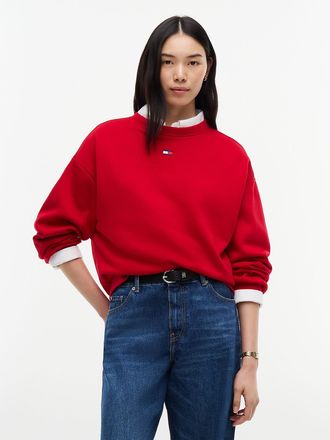 Tommy Hilfiger Womens Boxy Fit Brushed-Back Sweatshirt - Medium Red - XXL