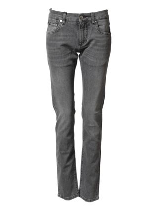 Dolce & Gabbana Mens Gray Cotton Mid Waist Skinny Denim Jeans Co+02 Clothing