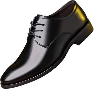Generic Mens Oxford Single Shoes Plus Size Black Lace Up Korean Style Leather Shoes for Formal Work Daily Professional Occasions(Black,10.5)