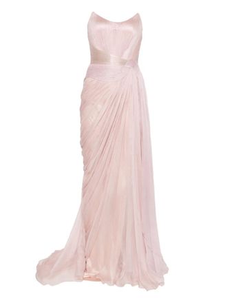 Iris Serban Gedrapeerde metallic maxi-jurk - Roze