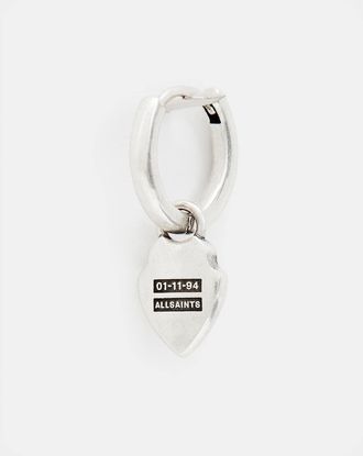 AllSaints Sterling Silver Shield Sterling Silver Hoop Earring, Size: One Size