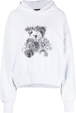 We11done teddy bear print hoodie - women - Cotton - S - Grey