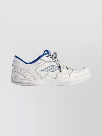 Balenciaga leather hamptons worn-out low-top sneakers