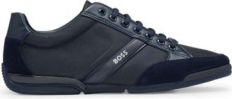 BOSS panelled-design sneakers - men - Polyester/Rubber/Calf Leather/Polyurethane/Viscose/Polyurethane/Polyester - 42 - Blue