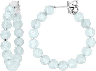 Rina Limor Silver 2.57 Ct. Tw. Aquamarine Hoop Earrings