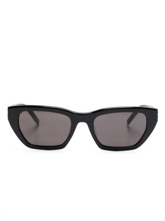 Saint Laurent Eyewear Occhiali da sole cat-eye con placca logo - Nero