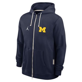 Nike Jordan Mens Michigan Sideline Jordan Brand Dri-FIT College Full-Zip Hoodie in Blue | 0JAV41SMWN-WZZ