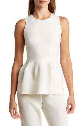 Theory Cheshire Peplum Wool & Silk Blend Tank Top in Ivory at Nordstrom Rack, Size X-Large