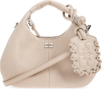 Ganni Mini Hobo - Dames - Handtassen - Beige - ONE Size - Leer - Tassen