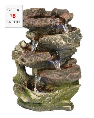 Sunnydaze SunnyDaze 5 Step Rock Falls Tabletop Fountain With Led Lights 14 Inch Tall By Sunnydaze De with $8 Credit