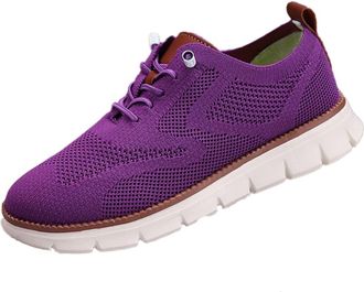 Generic Mens Causal Ultra Comfortable Mesh Sneakers, Unisex Lightweight Business Casual Shoes-Breathable Lace-Up Oxfords (Purple,8.5)