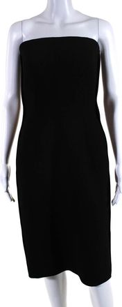 Dice Kayek Womens Strapless Satin Trim Crepe Sheath Dress Black