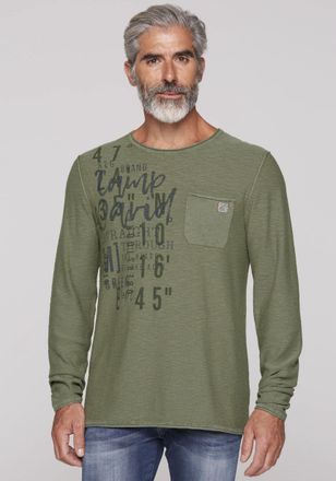 Camp David Rundhalspullover CAMP DAVID, Herren, Gr. M, gr&uuml;n (sage gr&uuml;n), Feinstrick, Obermaterial: 100% Baumwolle, bedruckt, normal h&uuml;ftbedeckend, Rundhals, offe