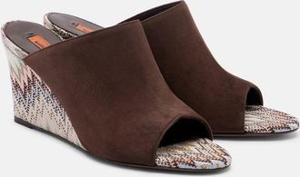 Missoni Mabel Zigzag suede wedge mules