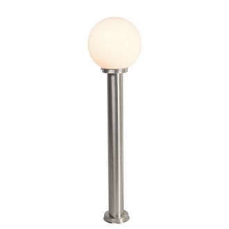 QAZQA Palo Da Terrazza Sfera - Moderno - Plastico,acciaio Inossidabile - Bianco/acciaio - Oblungo Max. 1 X Watt - Qazqa