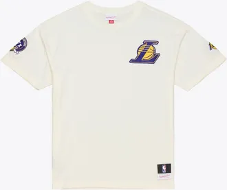 Mitchell & Ness Mens Mitchell & Ness Cream Los Angeles Lakers Hardwood Classics Chainstitch Premium T-Shirt at Nordstrom, Size Medium
