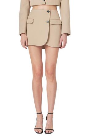 Grey Lab Tailored Wrap Miniskirt in Beige at Nordstrom, Size X-Small