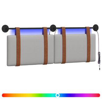 vidaXL Cabecero Colgante Con Luz Led Gris Nube Pu Antiguo Vidaxl