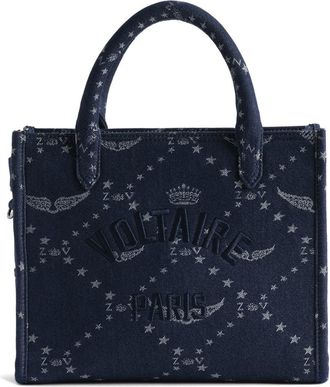 Zadig&Voltaire Angel Extra Small Logo Monogram Denim Tote in Silent at Nordstrom