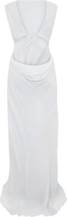 Alberta Ferretti Long Dress with Cut-out - female - Alberta Ferretti - Gowns - White - XL - Dresses