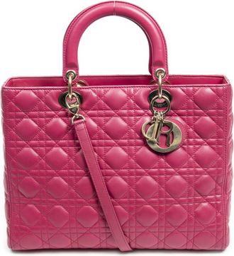 Dior Pre-owned Womens Large Lady Zip Shoulder Bag - Pink - One Size
