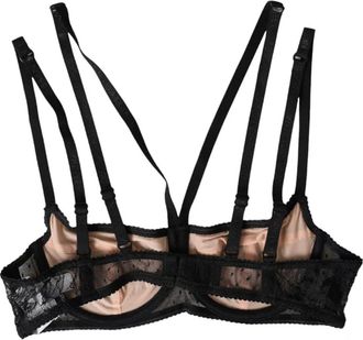 Dolce & Gabbana Black Floral Lace Nylon Balconcino Bra Womens Underwear