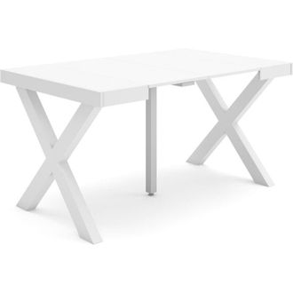 Skraut Home Consolle allungabile, Tavolo consolle allungabile, 140, Per 6 persone, Gambe in legno, Stile moderno, Bianco - Skraut Home