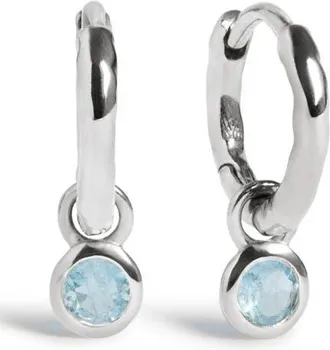 Monica Vinader Birthstone Huggie Hoop Earrings in Sterling Silver/aqua at Nordstrom
