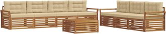 vidaXL Conjunto De Sof&aacute;s De Exterior 8 Uds. Natural Y Beige Vidaxl