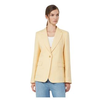 Max Mara Blazers, female, Yellow, Size: XS Linen Canvas Blazer