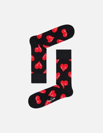 Happy Socks Womens Smiley Hearts Socks, Black/red - Size: 5.5/5/3.5/4/4.5/7/6.5/6/3