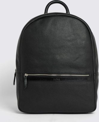 Moss Black Grained Leather Backpack