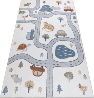 RugsX Alfombra Bono 8283 Calle, Animales Crema / Gris Claro Multicolour 160x220 Cm