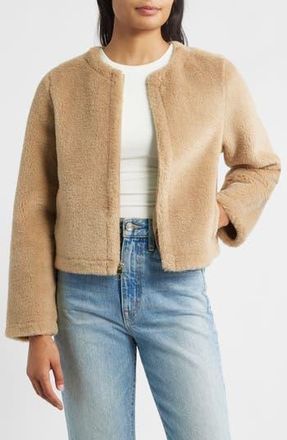 BCBGeneration Faux Shearling Crop Jacket in Camel at Nordstrom Rack, Size X-Large