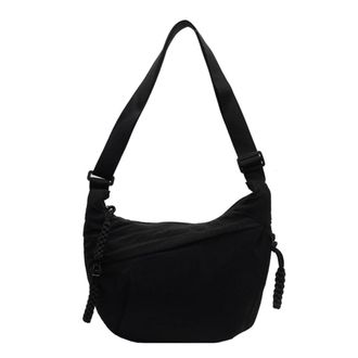 Generic Women Hobo Sling Bag Multi-pockets Fashion Shoulder Bag Large Capacity Crescent Crossbody Bag Adjustable Strap Outdoor Travel Bag (Black)