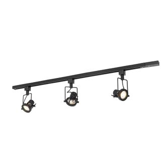 QAZQA Qazqa Industrial Sistema De Riel Industrial Con 3 Focos Monof&aacute;sicos Negros - Suplux Aluminio /acero /pl&aacute;stico Alargada Adecuado Para Led Max. 3 X 50 W