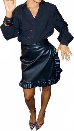 Never Fully Dressed Ruffle Vegan Leather Mini Jaspre Skirt In Black