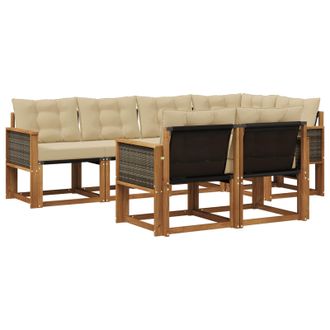 vidaXL Conjunto De Sof&aacute;s De Exterior Con Coj&iacute;n 7 Pcs Natural Y Beige Vidaxl